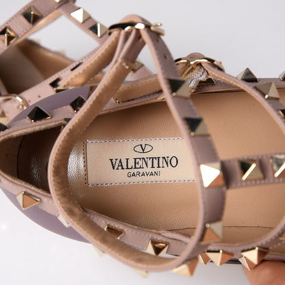 Valentino Garavani Nappa Rockstud Cage Ballerina Flats 38.5 Dark Mauve Poudre 5 of 8