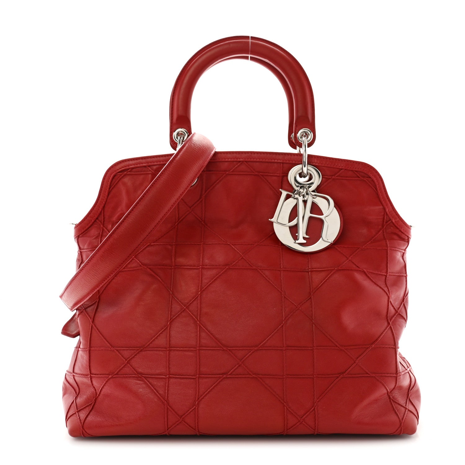 Christian Dior Lambskin Cannage Medium Granville Tote Red 1 of 18