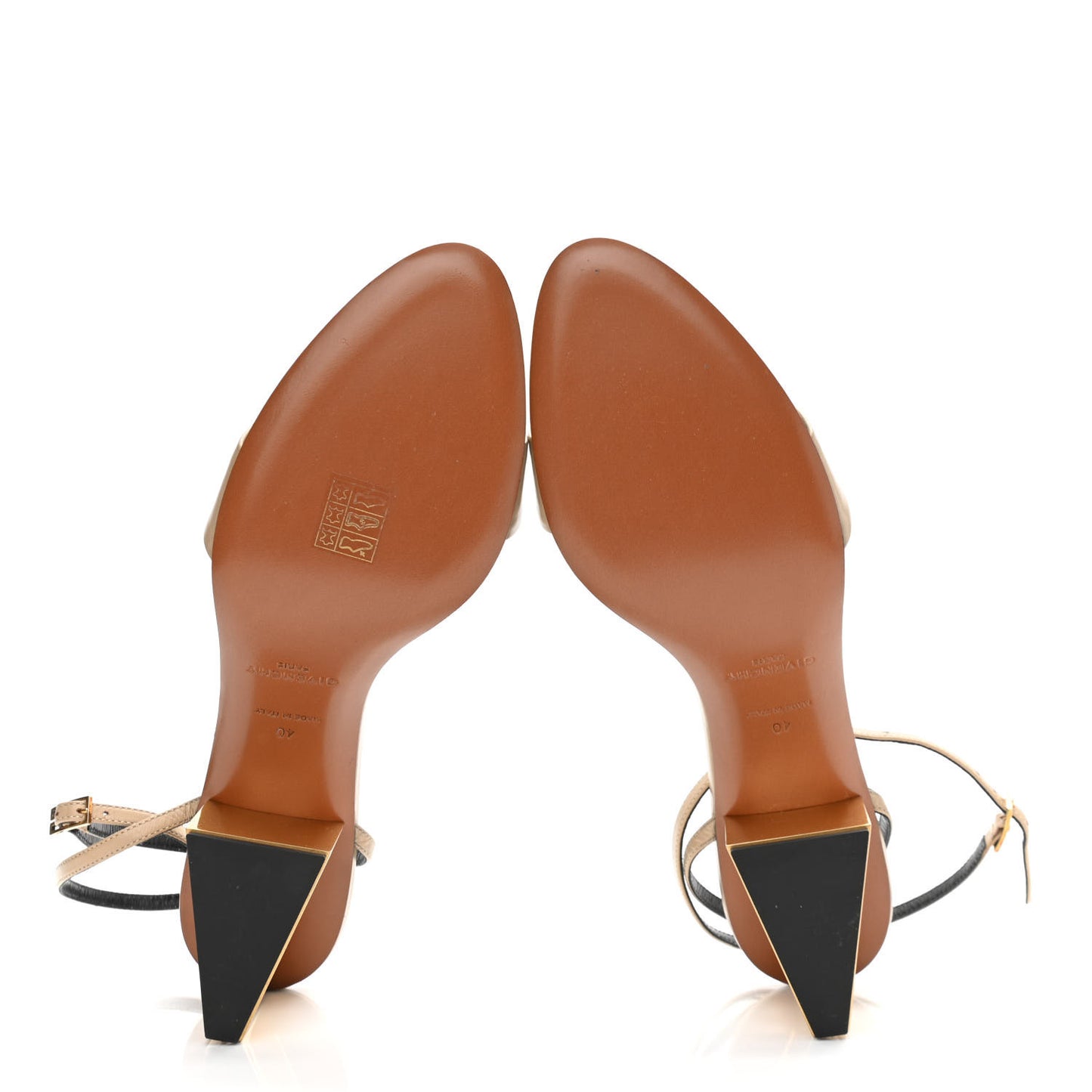 Smooth Calfskin Triangle Sandals 40 Beige Camel