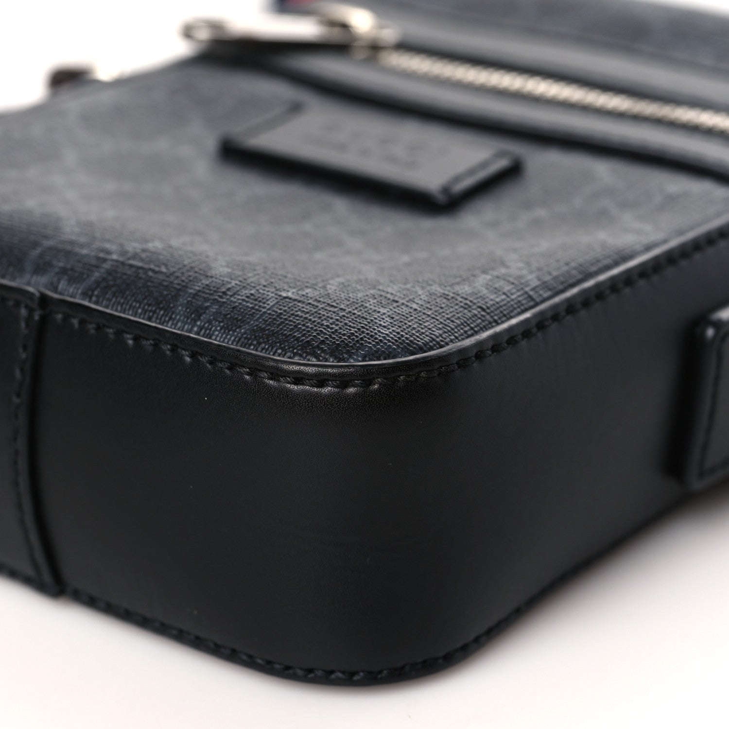 Gucci GG Supreme Monogram Appia Calfskin Web Small Camera Messenger Bag Black Grey 9 of 9