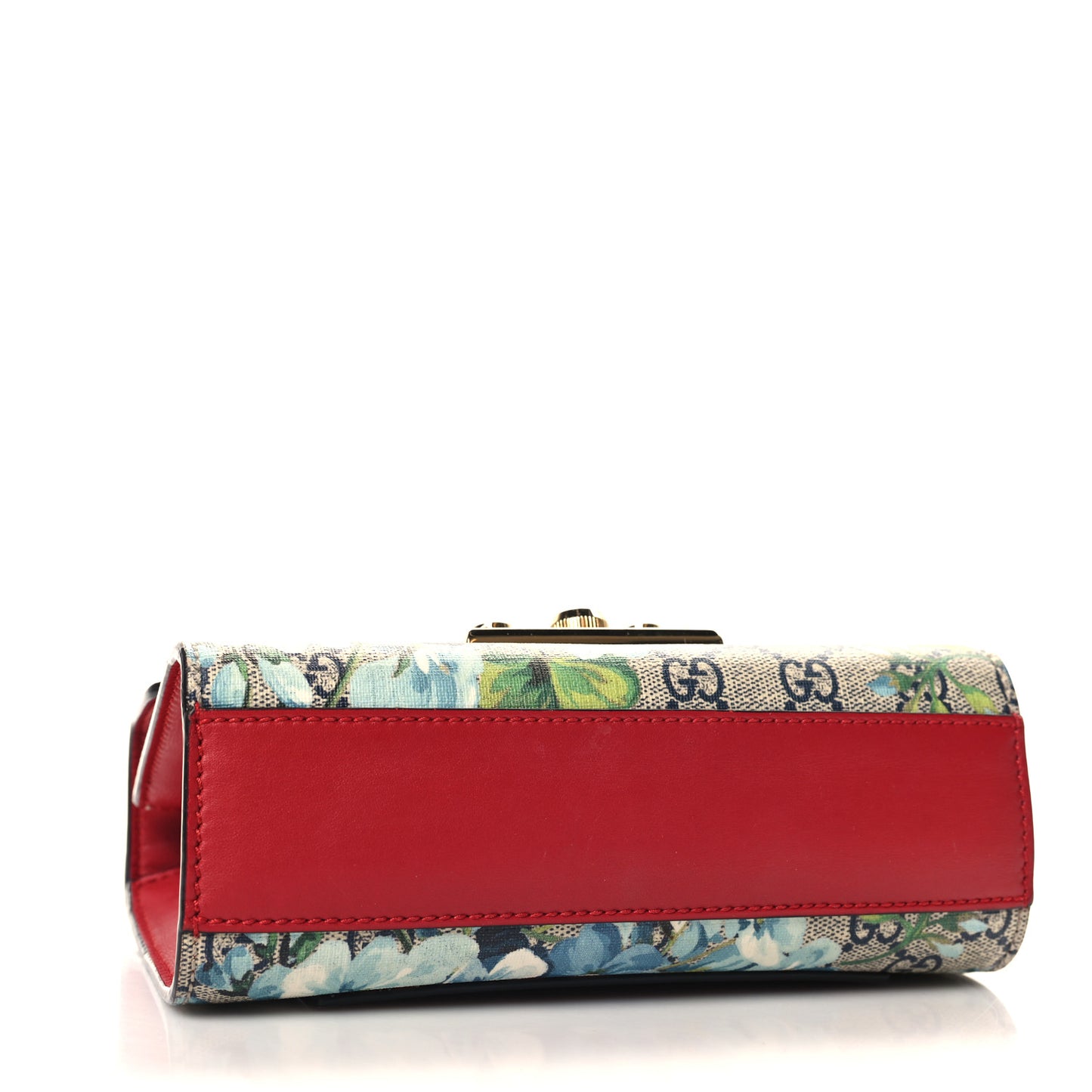 GG Supreme Monogram Blooms Small Padlock Shoulder Bag Beige Blue Navy Hibiscus Red