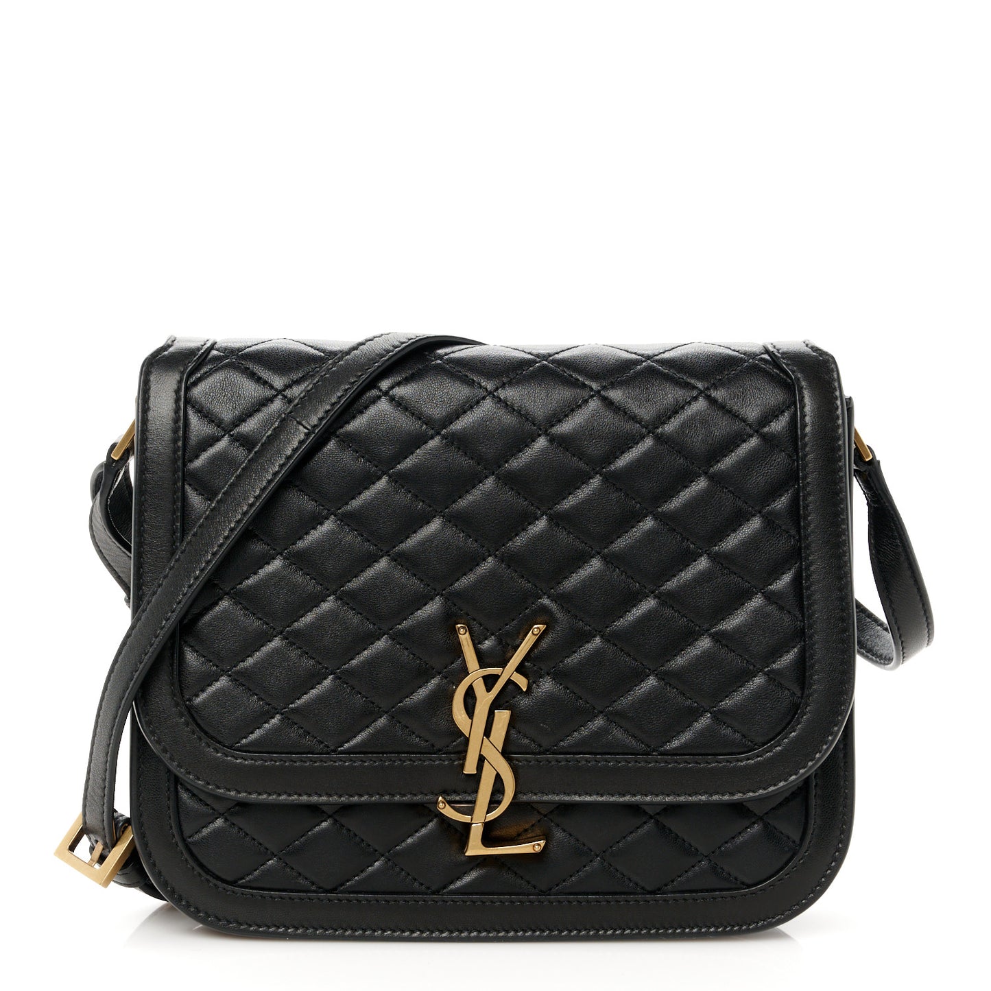 Lambskin Quilted Monogram Medium Solferino Satchel Black