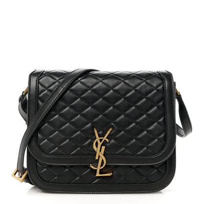 Saint Laurent Lambskin Quilted Monogram Medium Solferino Satchel Black 1 of 11