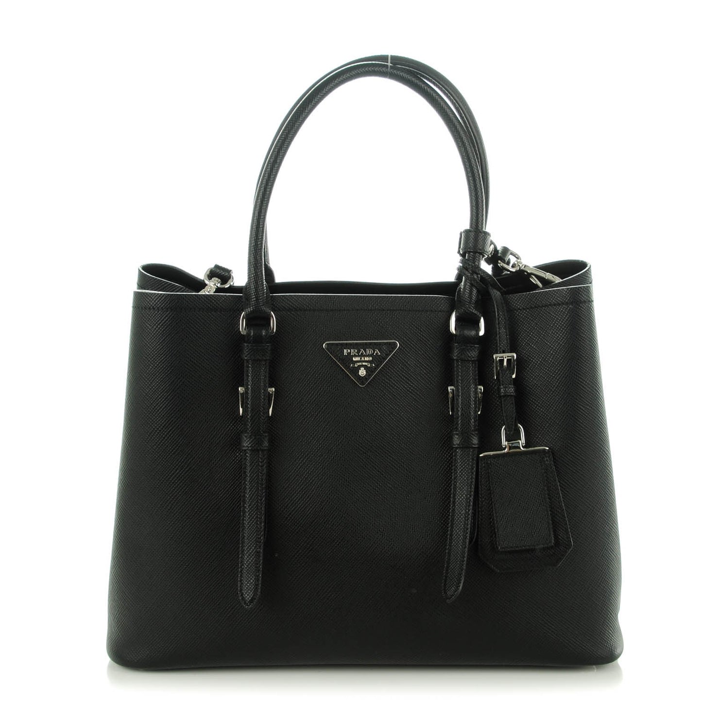 Saffiano Cuir Double Handle Tote Black