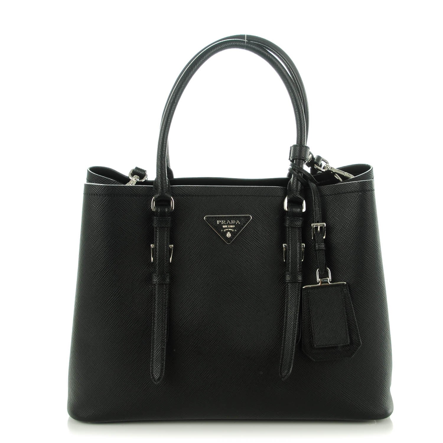 Prada Saffiano Cuir Double Handle Tote Black 1 of 8