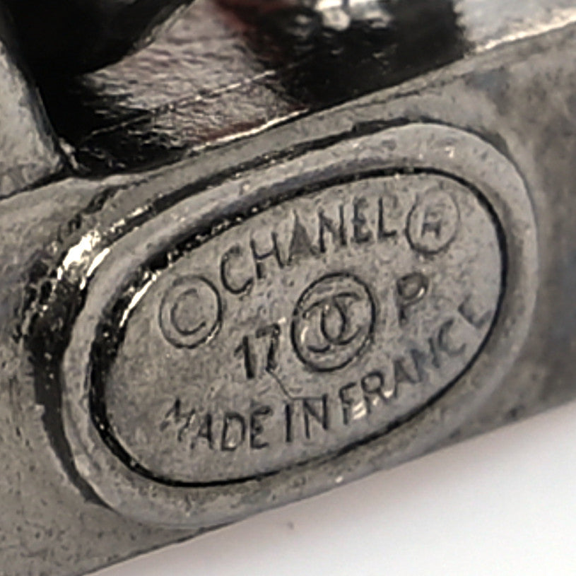 Crystal Enamel Pearl CC Logo Chain Choker Gold Multicolor