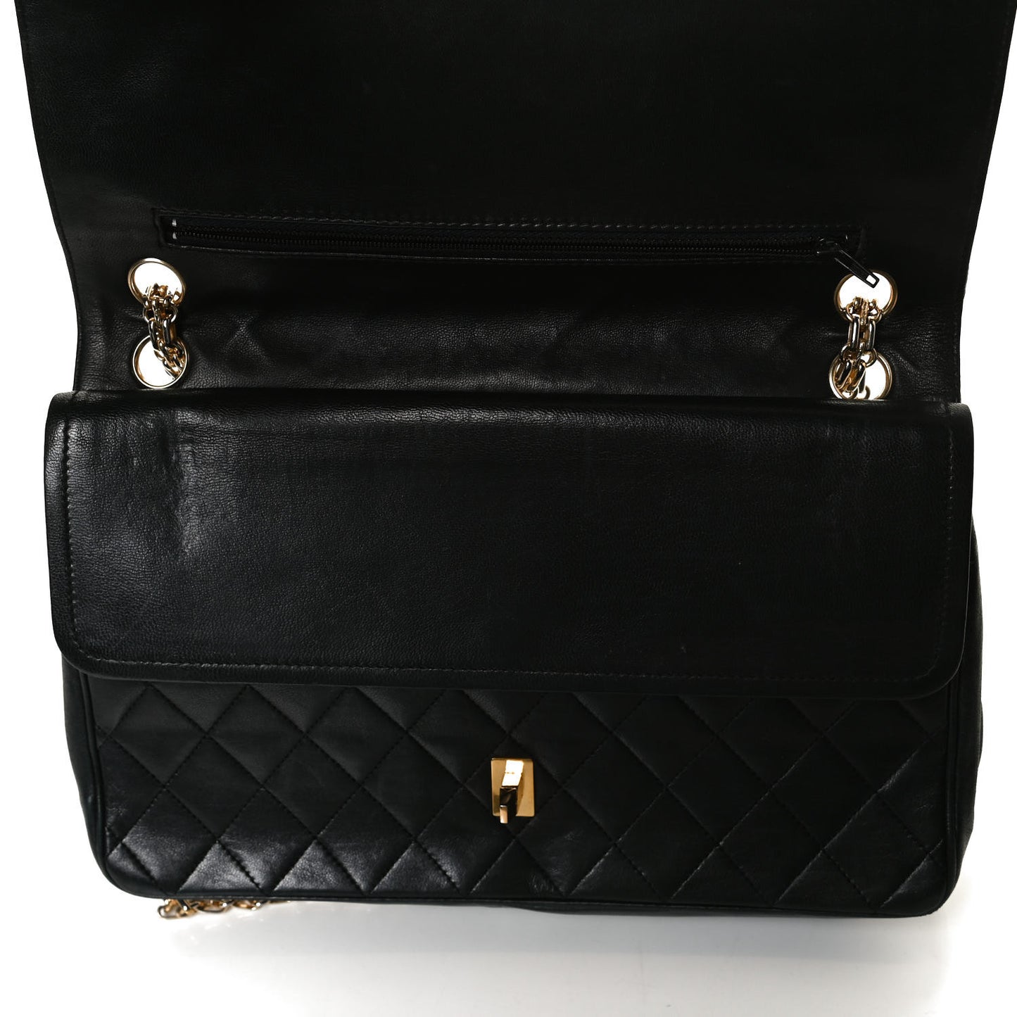 Lambskin Quilted Medium Double Flap Bijoux Chain Black