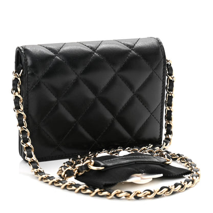 Chanel Lambskin Quilted My Chanel Lady Card Holder On Chain Black 3 of 12