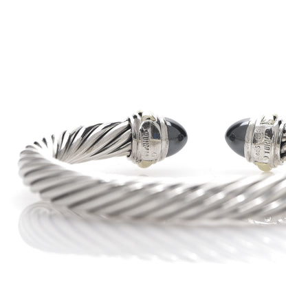 David Yurman Sterling Silver 14K Yellow Gold Hematite 7mm Cable Classics Bracelet 3 of 4
