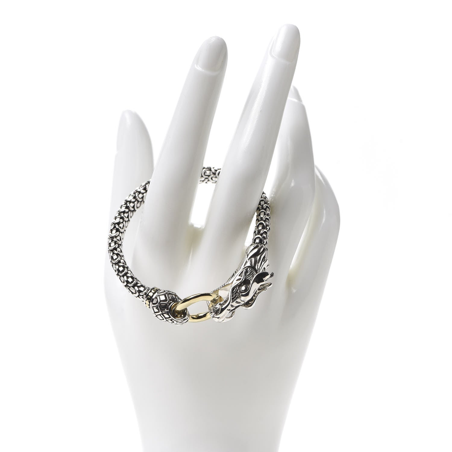 John Hardy Sterling Silver 18K Yellow Gold 6mm Naga Dragon Bracelet 2 of 5