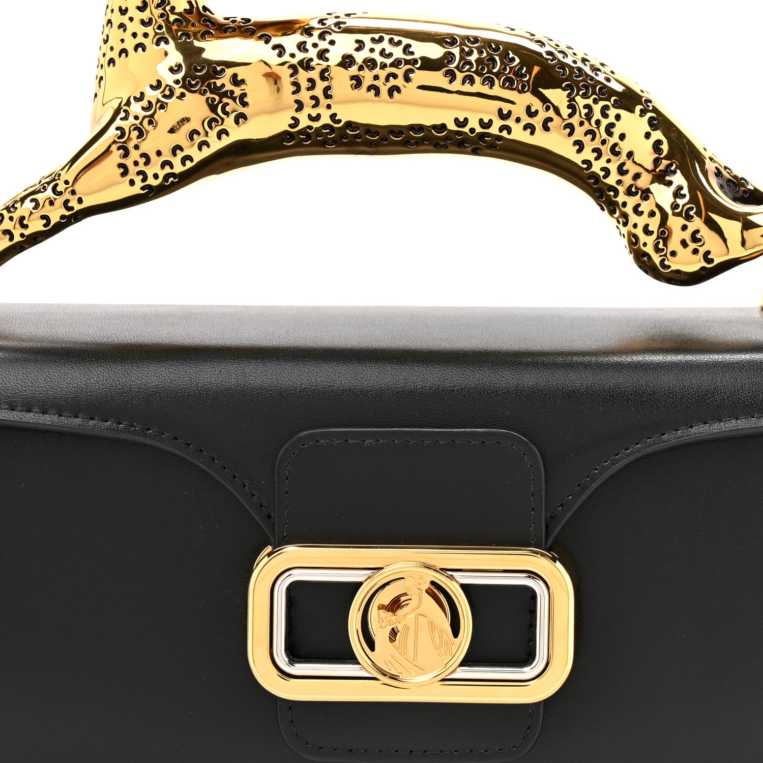 Lanvin Calfskin Logo Medium Cat Pencil Bag Black 7 of 9