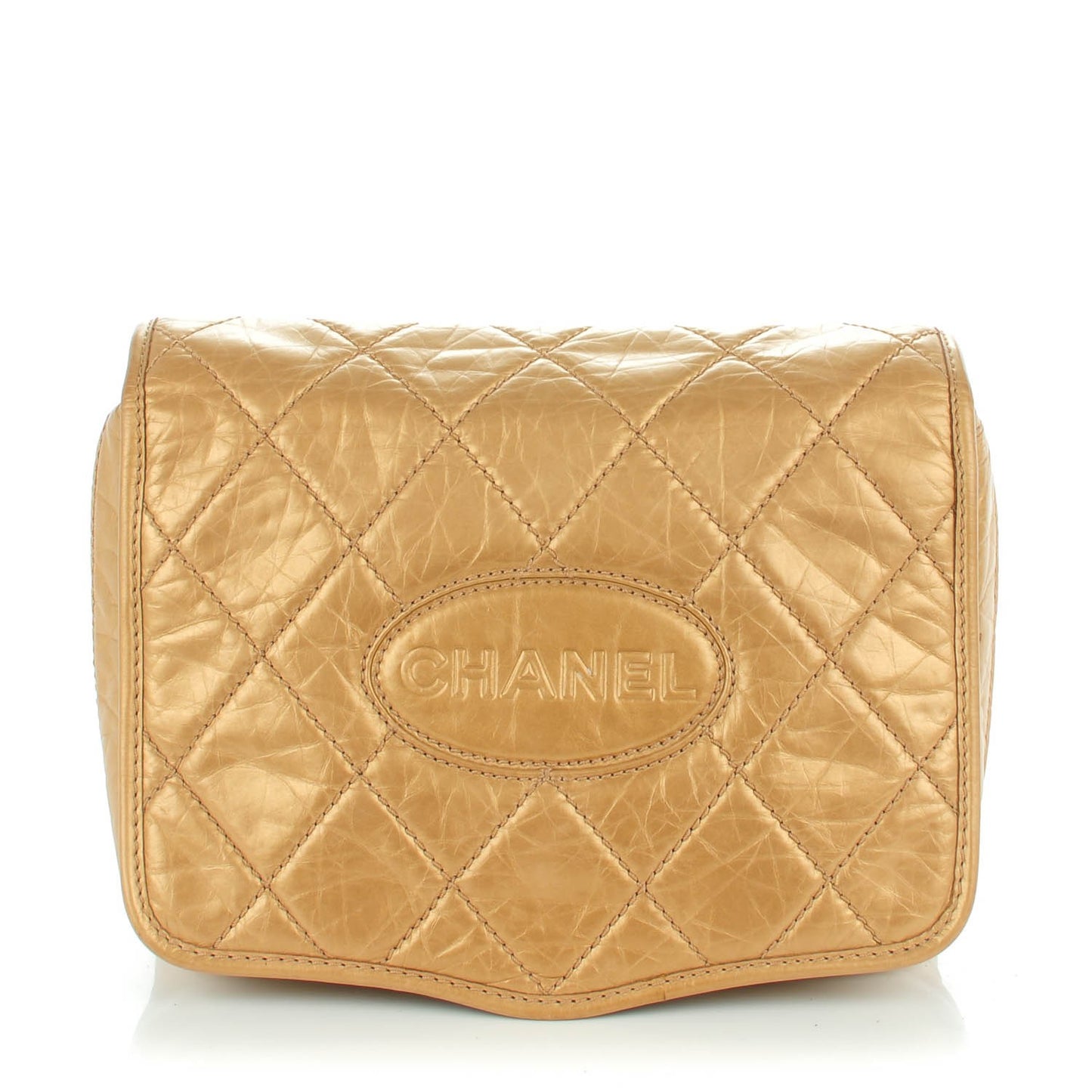 Aged Calfskin Vintage Ligne Messenger Flap Gold
