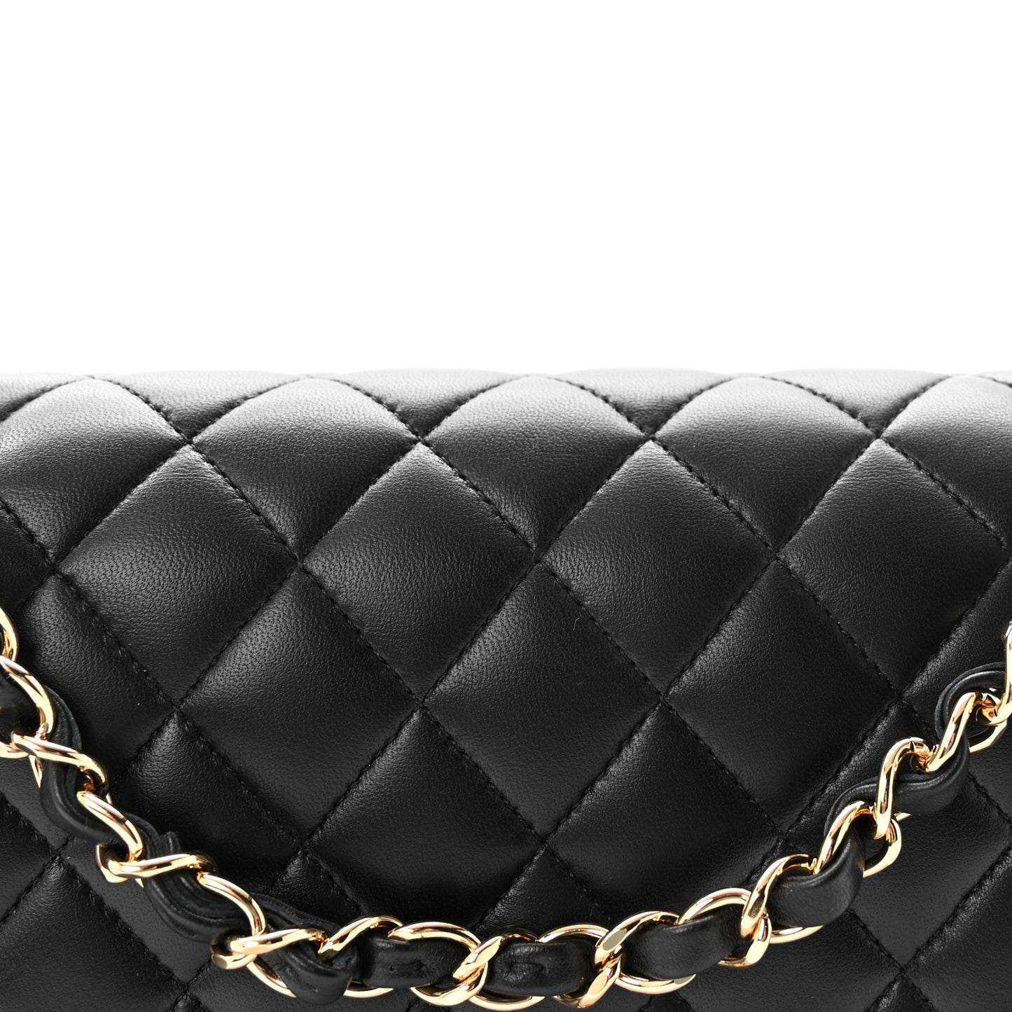 Lambskin Quilted Medium Double Flap Black