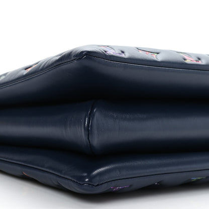 Louis Vuitton Lambskin Embossed Monogram LV Garden Coussin MM Navy Blue 8 of 9