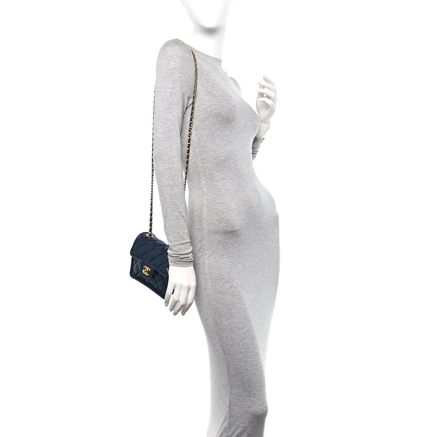 Chanel Caviar Quilted Mini Sweet Classic Flap Navy Blue 2 of 11