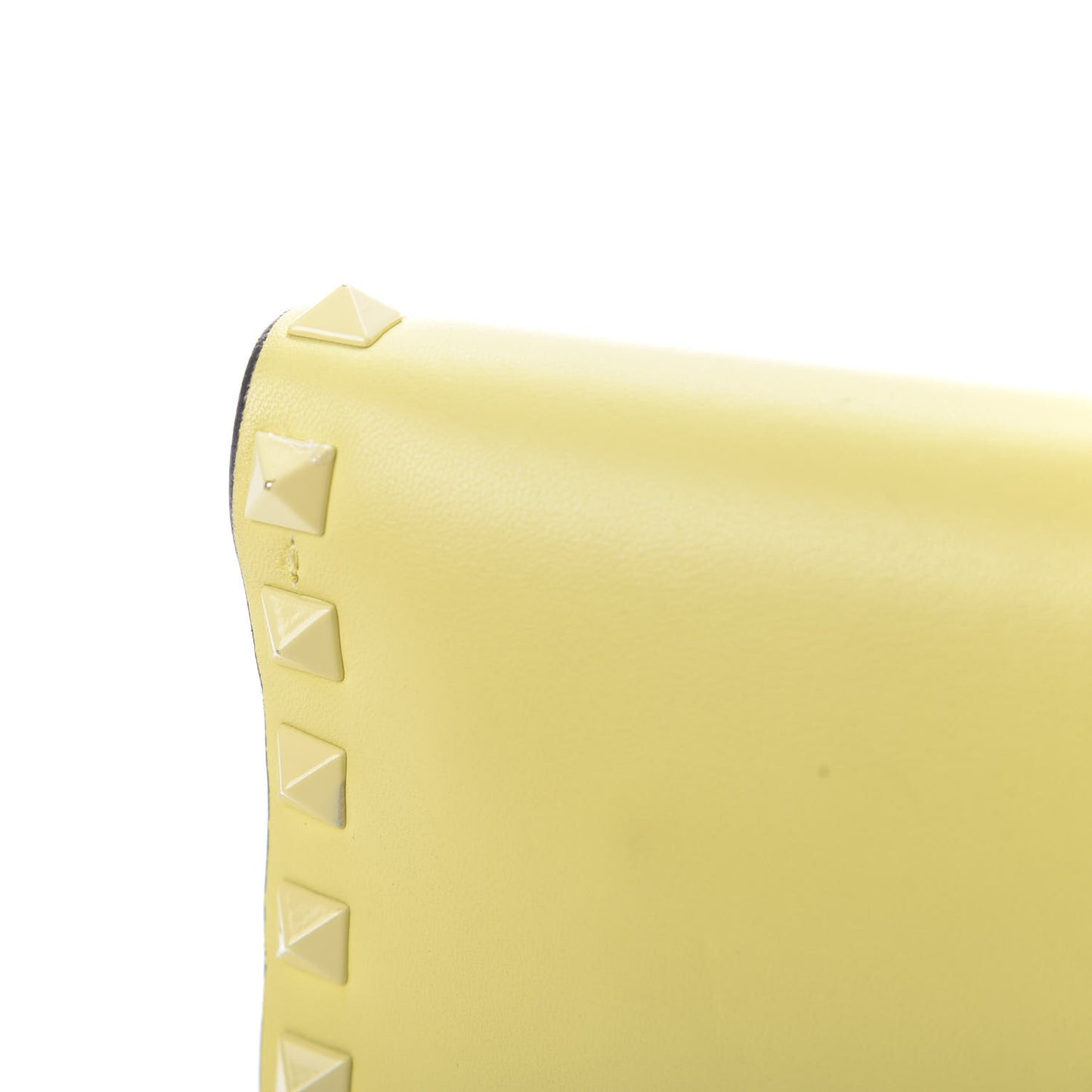 Nappa Monochrome Rockstud Wristlet Clutch Soft Yellow