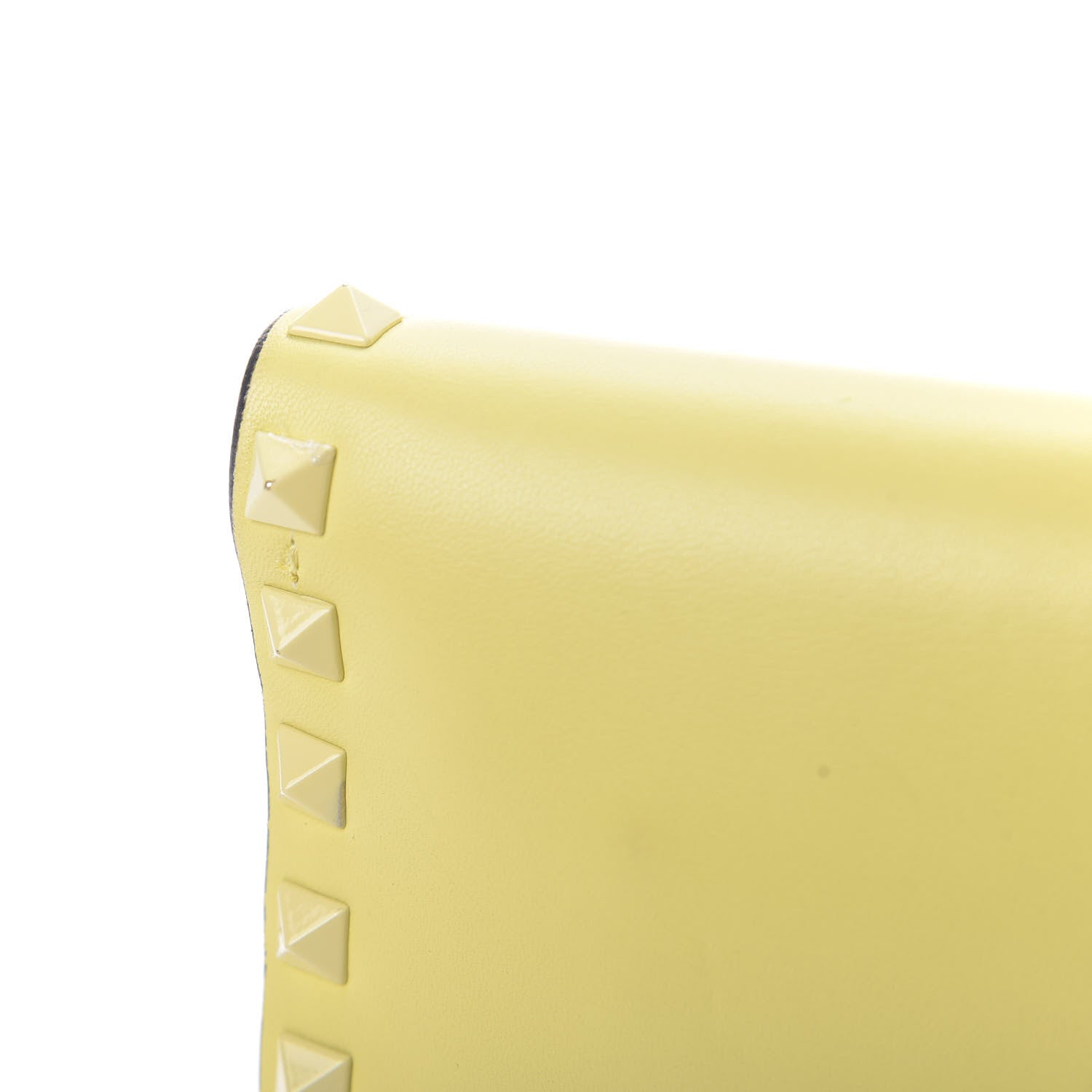 Valentino Garavani Nappa Monochrome Rockstud Wristlet Clutch Soft Yellow 10 of 13