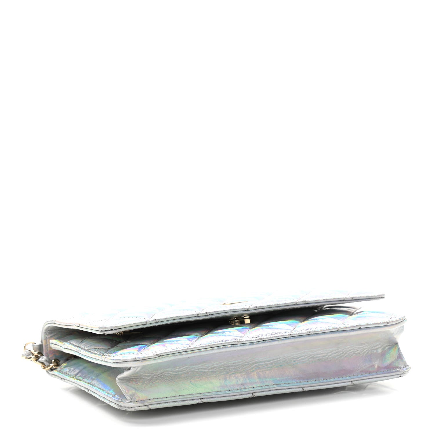 Chanel Iridescent Goatskin Quilted Wallet On Chain WOC Silver 4 of 14