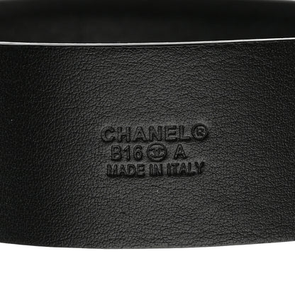 Chanel Calfskin Pearl Camellia CC Belt 85 34 Black Gold 5 of 7