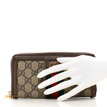 Gucci GG Supreme Monogram Web Ophidia Zip Around Wallet Brown 2 of 8