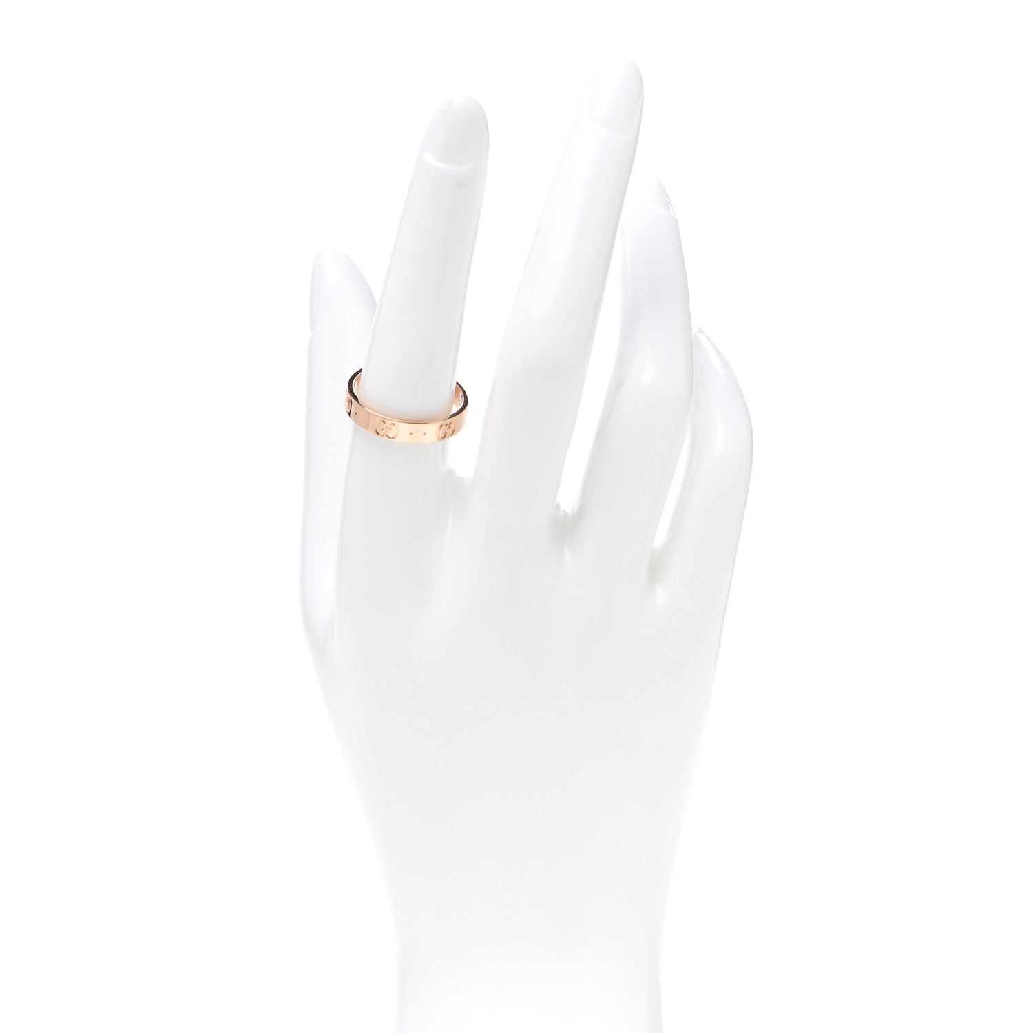 Gucci 18K Rose Gold 4mm Icon Thin Band Ring 58 8.25 2 of 5
