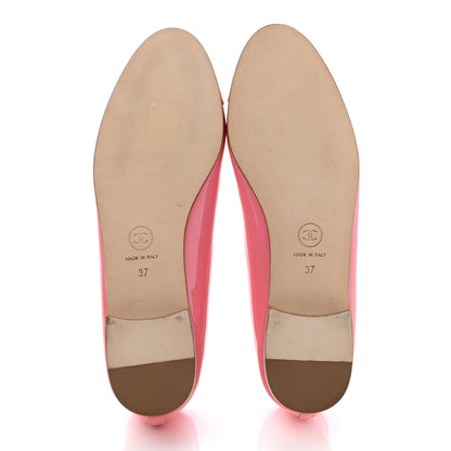 Chanel Patent CC Cap Toe Ballerina Flats 37 Light Pink 5 of 10