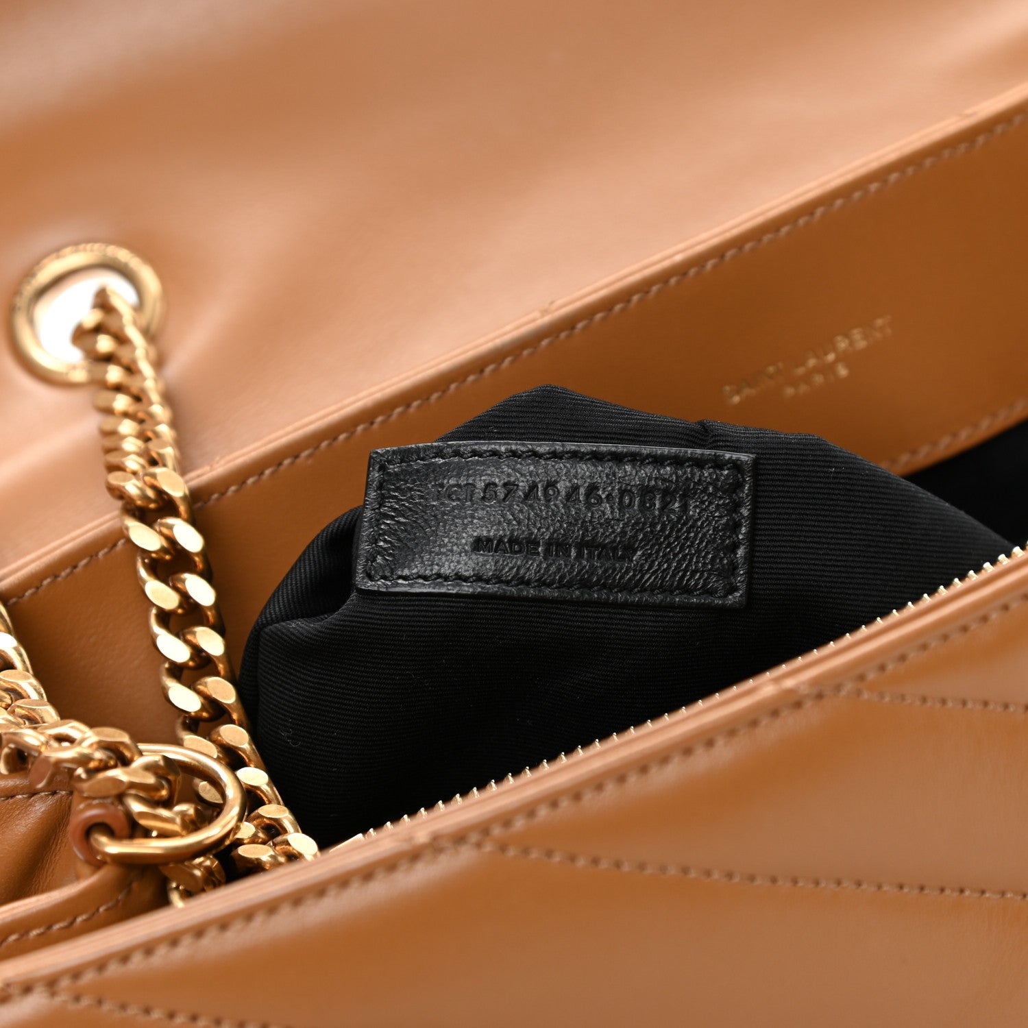 Saint Laurent Calfskin Y Quilted Monogram Medium Loulou Chain Satchel Dark Natural 7 of 10