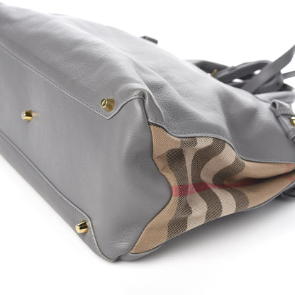 Burberry Smooth Calfskin Medium Banner Tote Grey 9 of 10