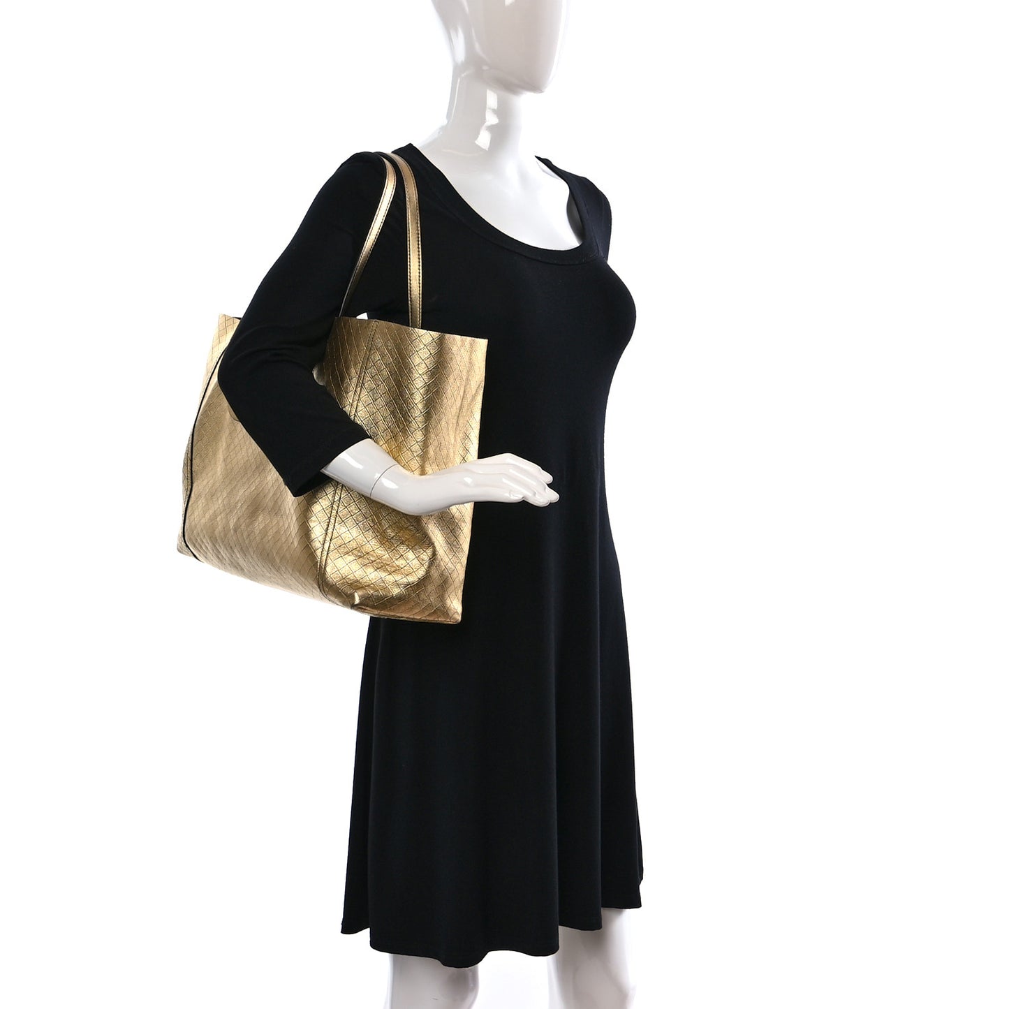 Calfskin Intrecciomirage Large Tote Gold