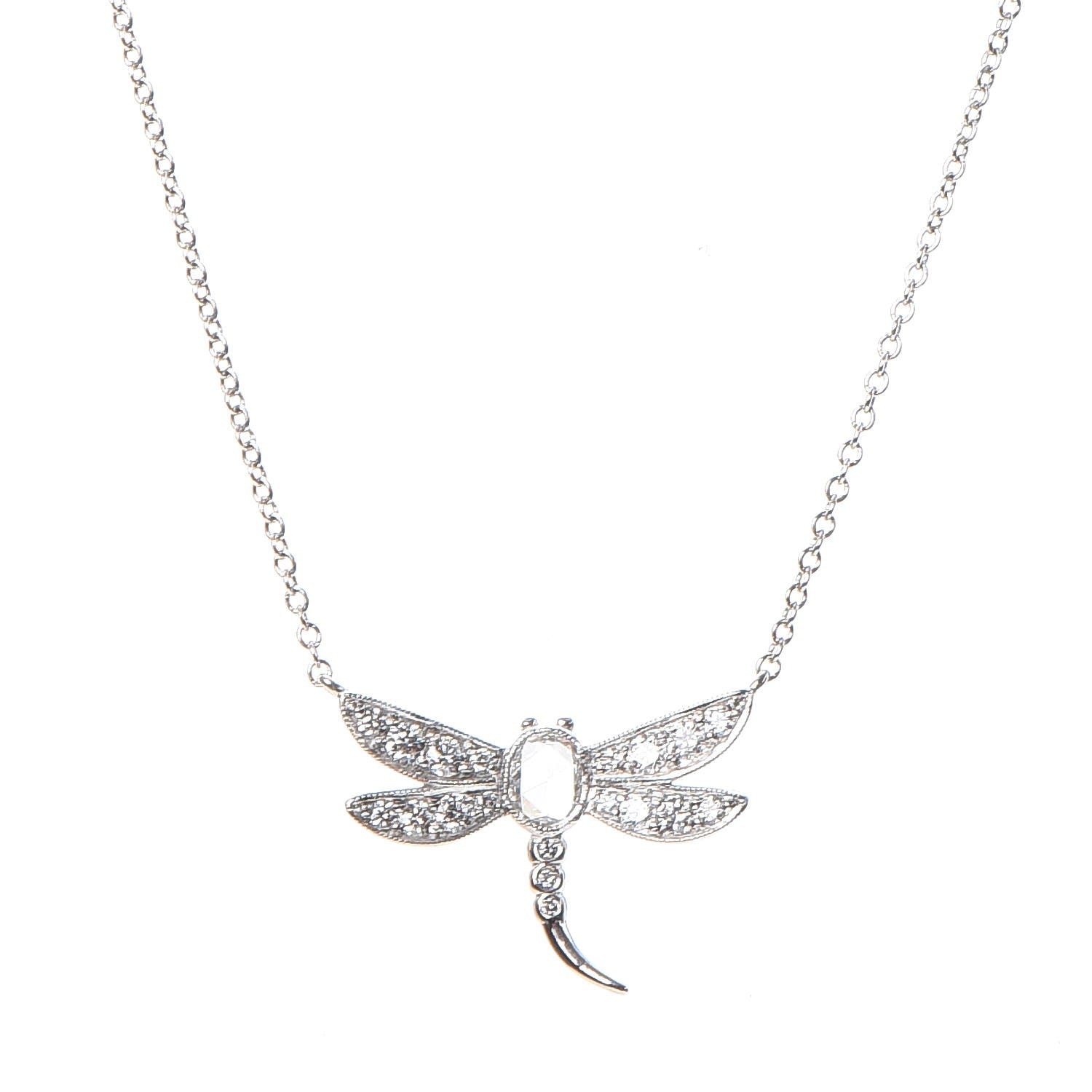 Tiffany Platinum Diamond Enchant Dragonfly Pendant Necklace 3 of 8