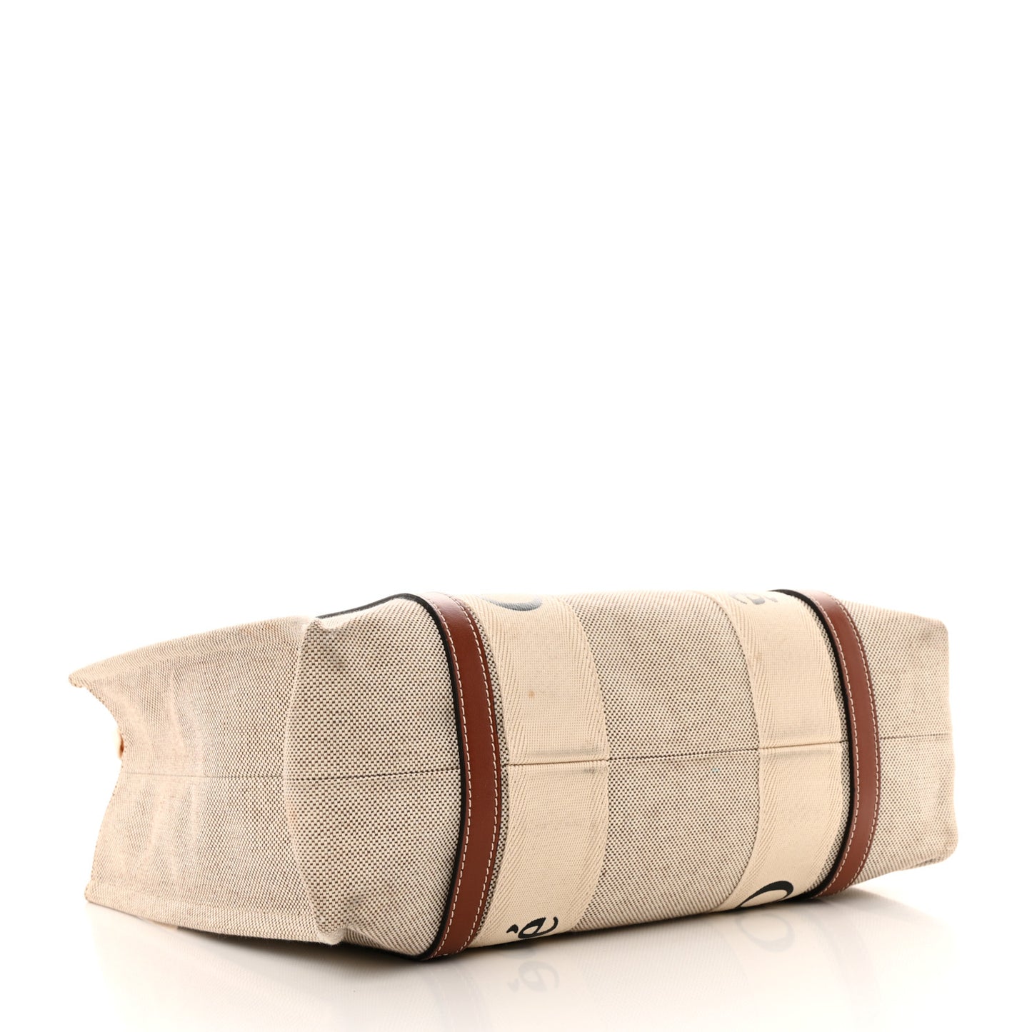 Cotton Calfskin Medium Woody Ribbon Tote White Brown