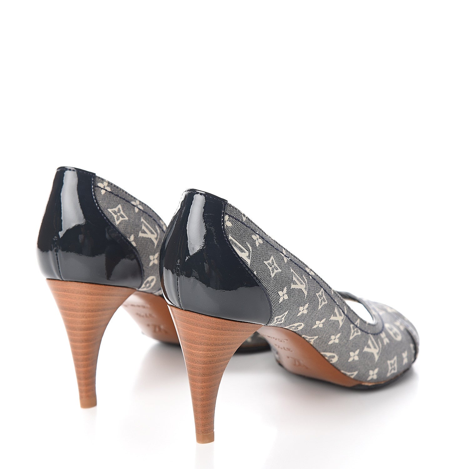 Louis Vuitton Monogram Idylle Romance Open Toe Pumps 37.5 Encre 4 of 9