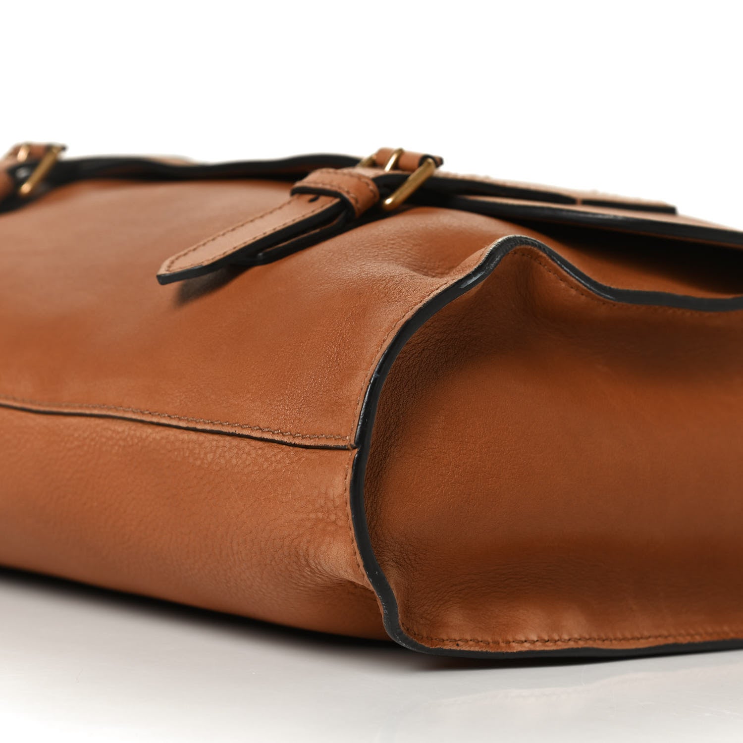 Gucci Grained Calfskin Mens Double Buckle Flap Messenger Bag Tan 11 of 15