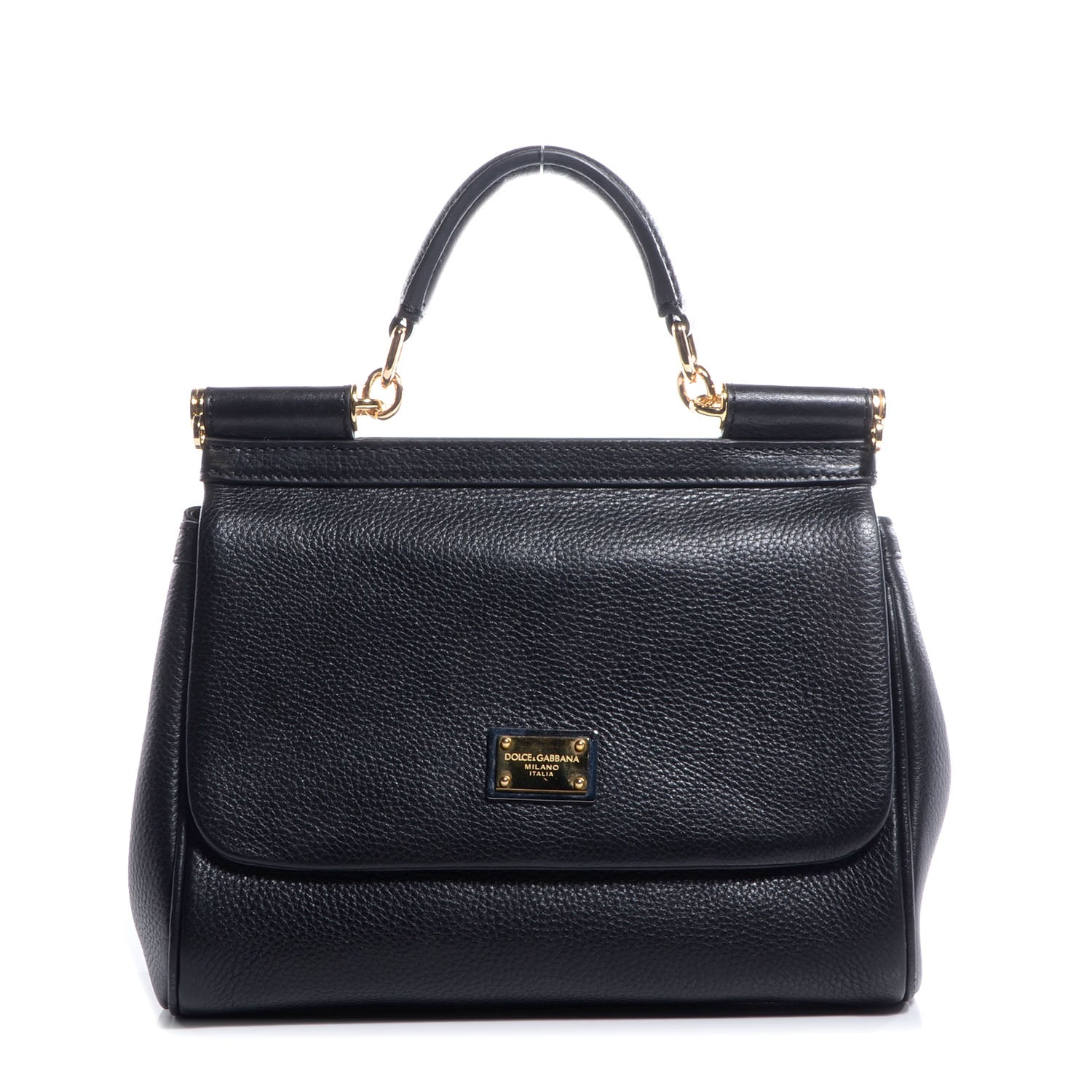 Dolce & Gabbana Grained Deerskin Small Miss Sicily Satchel Black 1 of 7