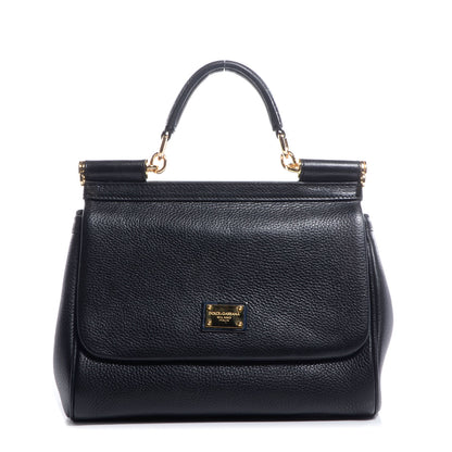 Dolce & Gabbana Grained Deerskin Small Miss Sicily Satchel Black 1 of 7