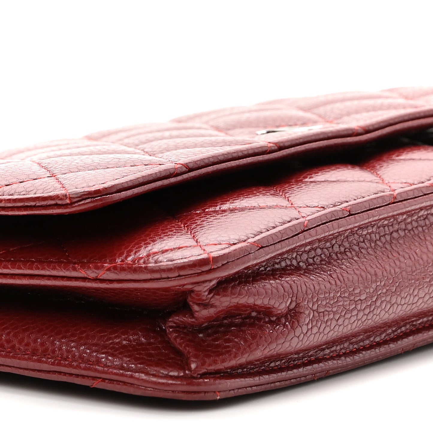 Caviar Quilted Wallet on Chain WOC Burgundy