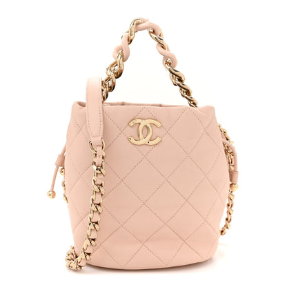 Chanel Lambskin Quilted Resin Bi-Color Chain Bucket Bag Light Beige 1 of 11