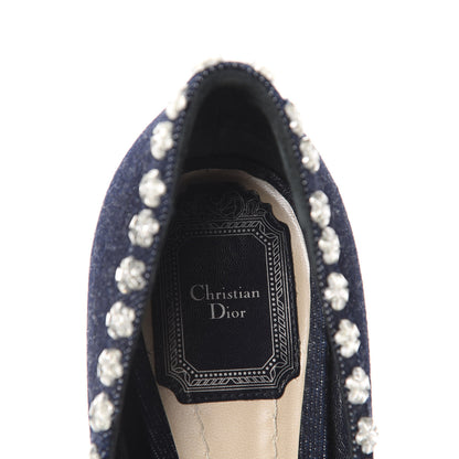Christian Dior Denim Crystal Garland Pumps 37.5 Blue Fonce 7 of 12