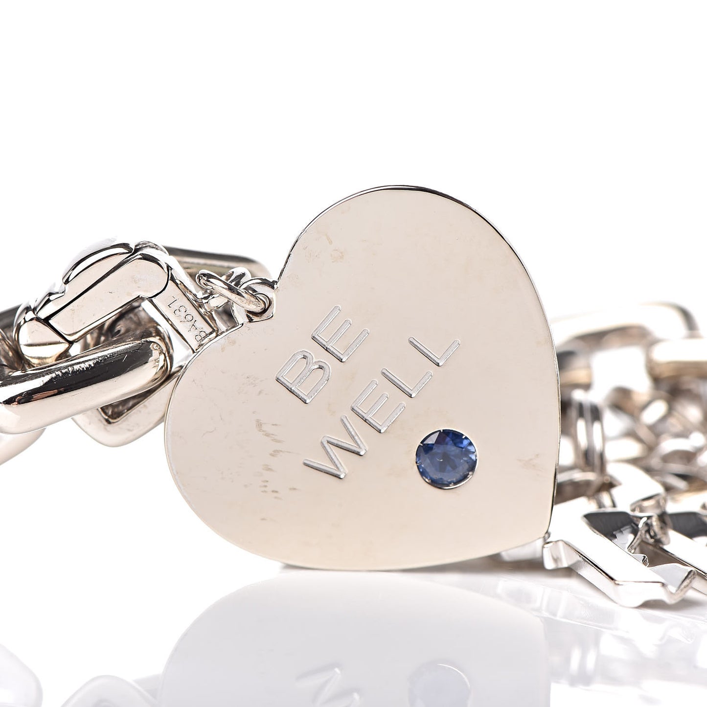 18K White Gold Safran Be Well Lion Padlock Keys Charm Bracelet