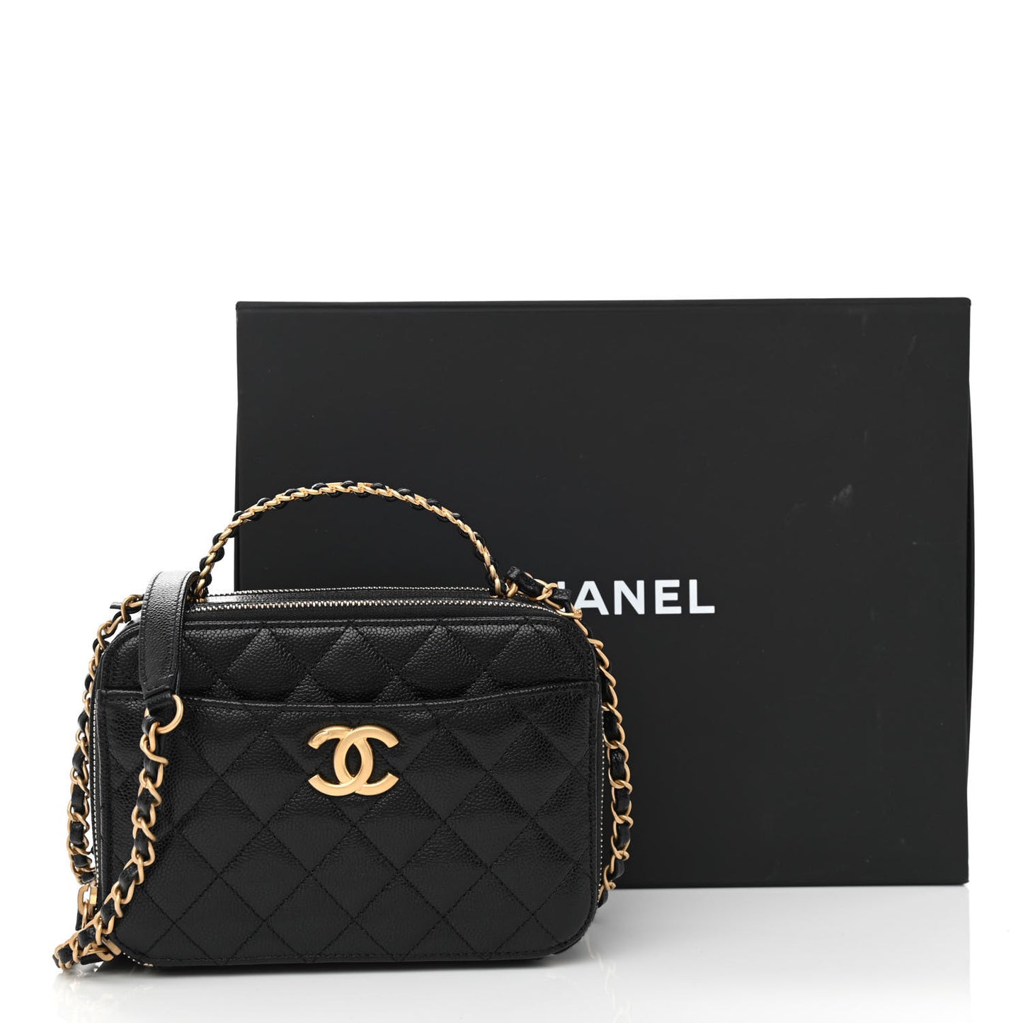 Caviar Quilted Small Pick Me Up Vanity Case Black