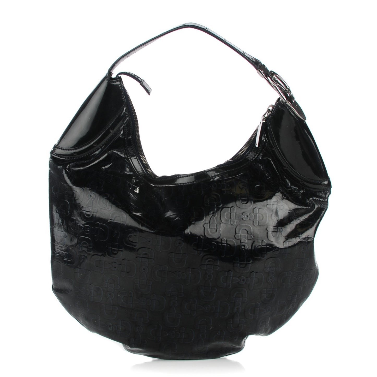 Patent Calfskin Horsebit Embossed Glam Hobo Navy
