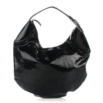 Gucci Patent Calfskin Horsebit Embossed Glam Hobo Navy 1 of 11