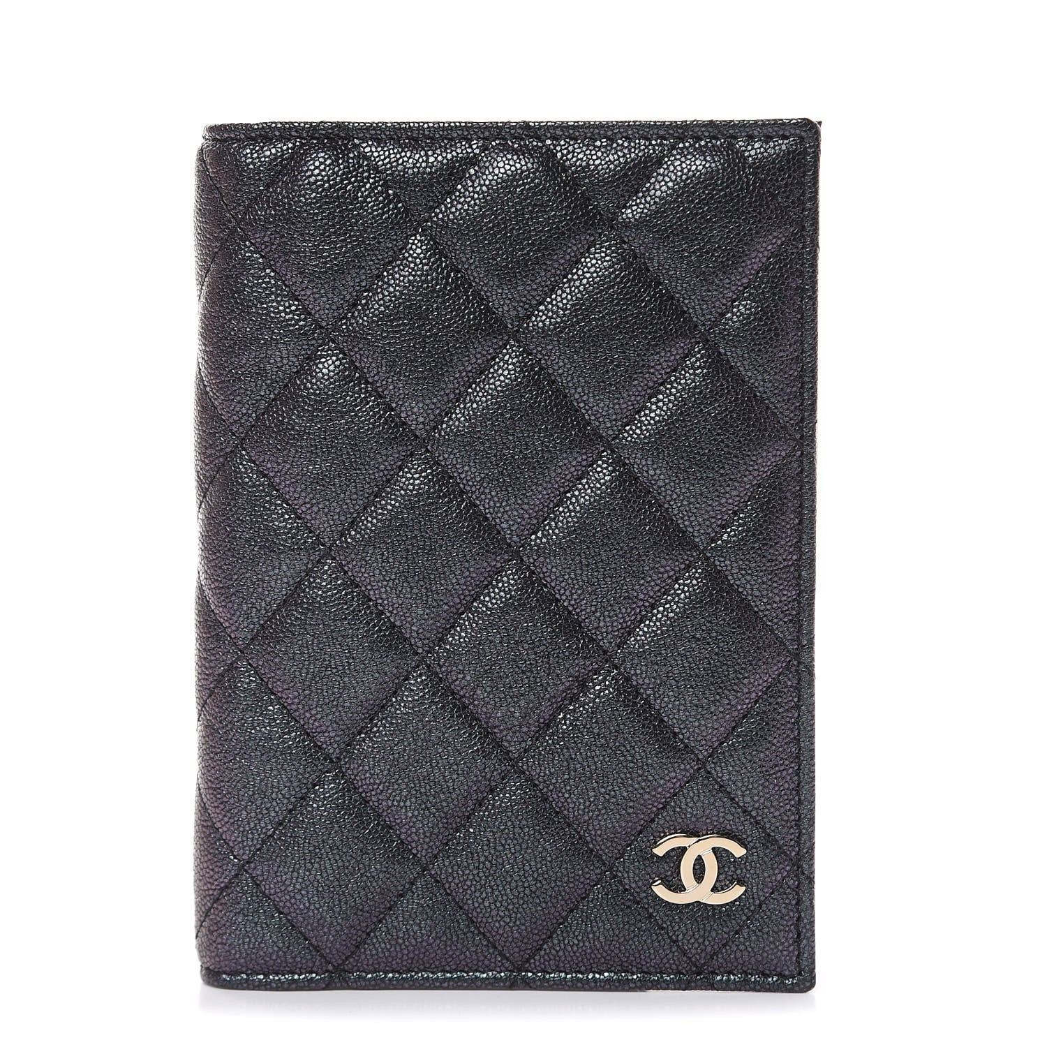 Chanel Iridescent Caviar Quilted Passport Holder Black 1 of 9