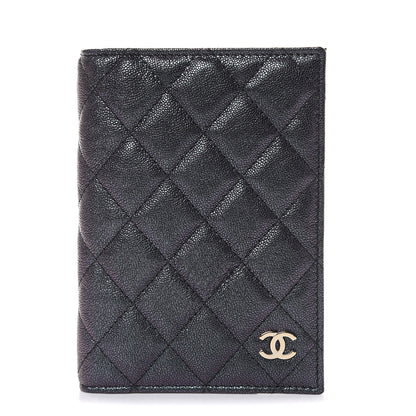 Chanel Iridescent Caviar Quilted Passport Holder Black 1 of 9