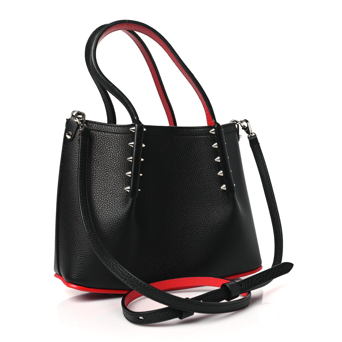 Calfskin Spiked Mini Cabarock Shopper Tote Black