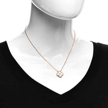Van Cleef & Arpels 18K Rose Gold Diamond Mother of Pearl Vintage Alhambra Pendant Necklace 2 of 6
