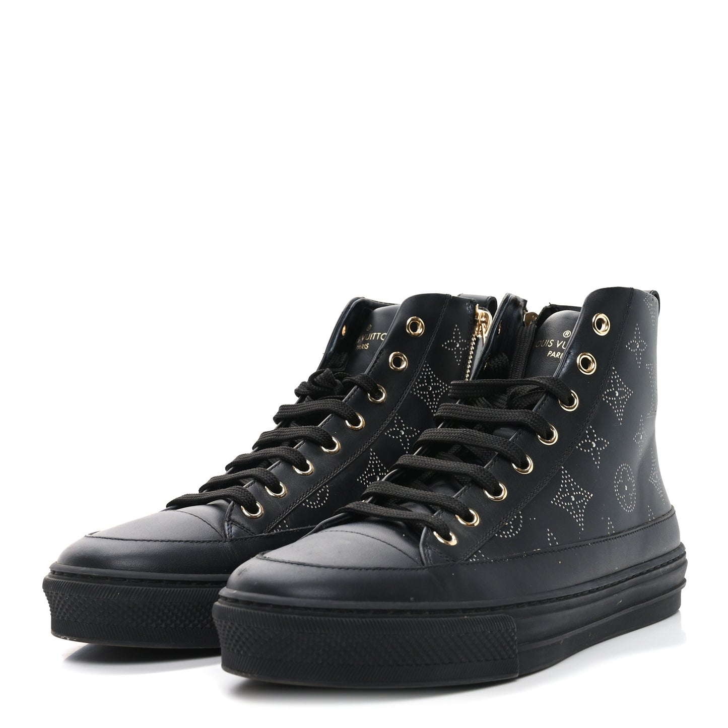 Calfskin Monogram Stellar Sneaker Boots 37.5 Black White