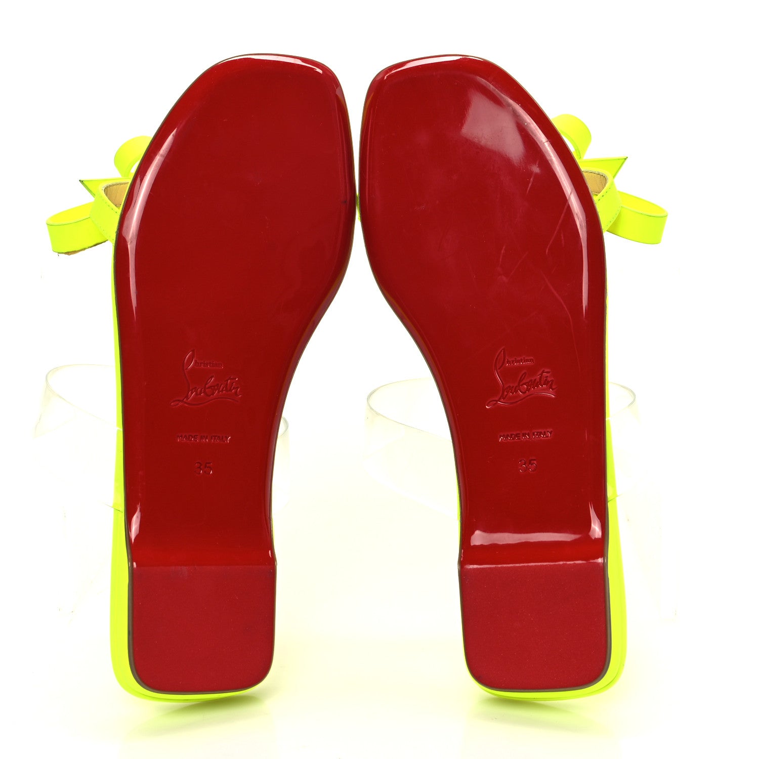 Christian Louboutin Calfskin Patent PVC Just Nodo Flat 35 Sulfure 6 of 10