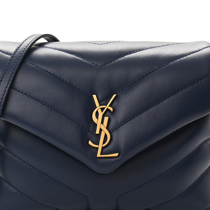 Saint Laurent Calfskin Y Quilted Monogram Toy Loulou Crossbody Bag Blue Charron 7 of 9