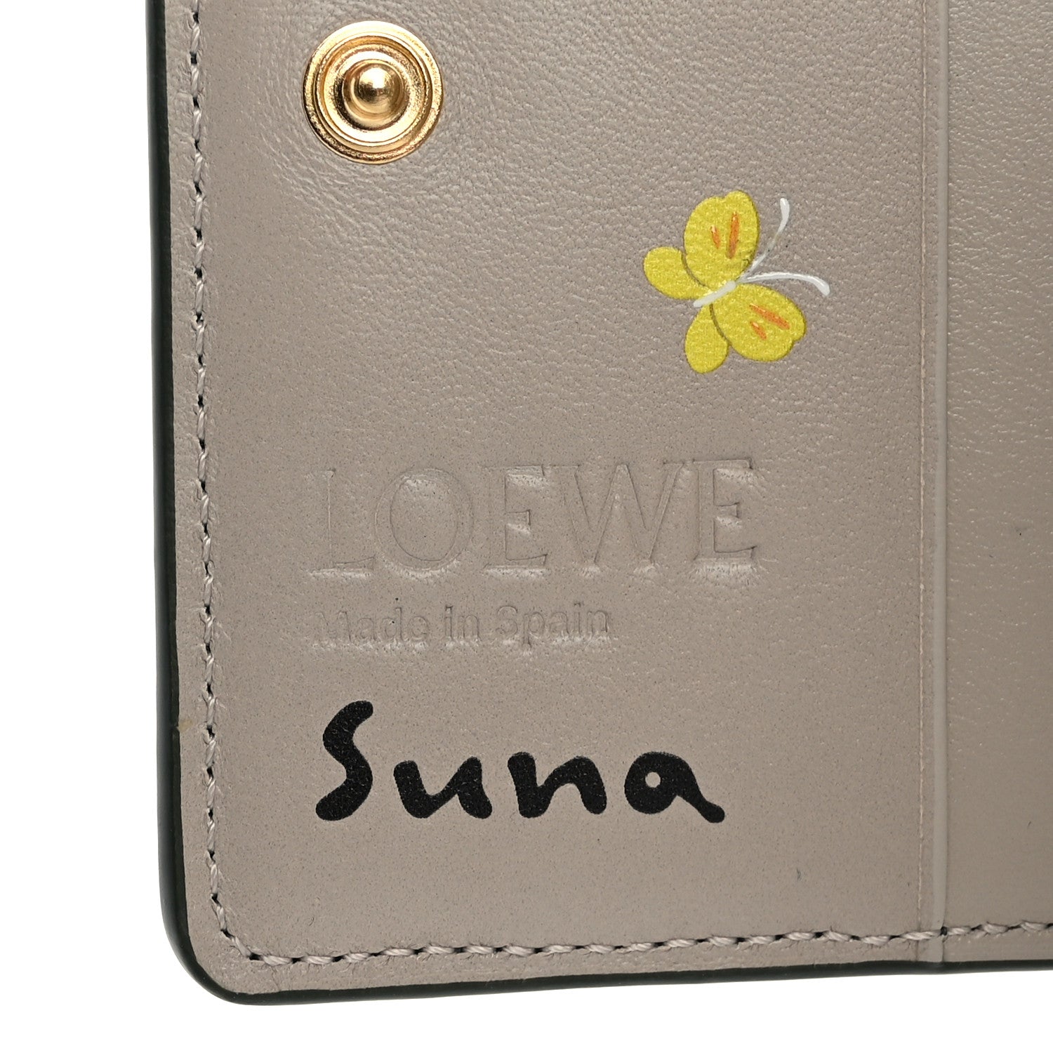 Loewe X SUNA FUJITA Satin Calfskin Panda Compact Zip Wallet Bottle Green 6 of 8